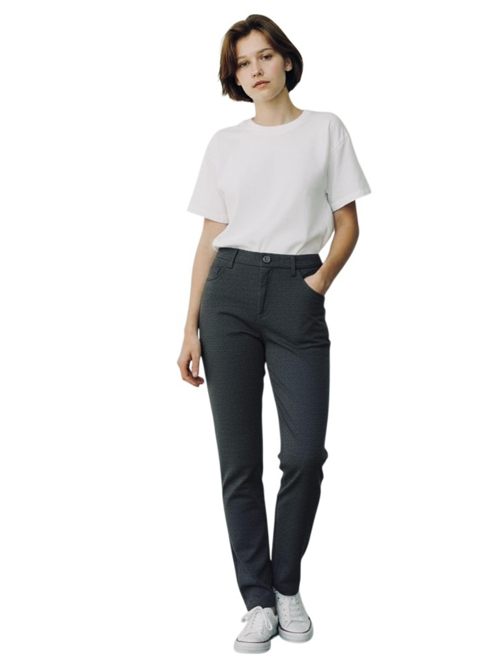 NYDJ Stretch Pants Size 12P Slim Dark Charcoal Gray Career Comfort 27" Inseam